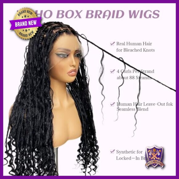 28 Inch Full Lace Human Hair Blended Wig Bohemian Curly Ends Pre-Plucked